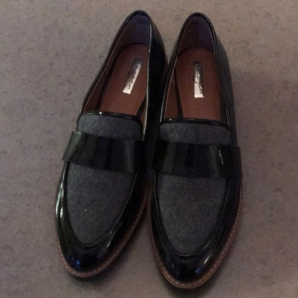 Halogen Patent leather and wool loafer